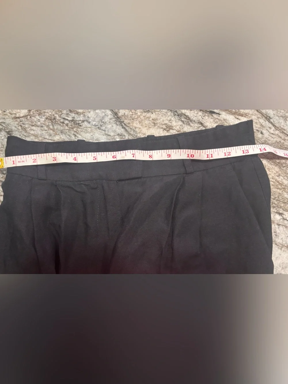 H& M LINEN-BLEND DRESS PANTS Black Wide-Leg Size 4